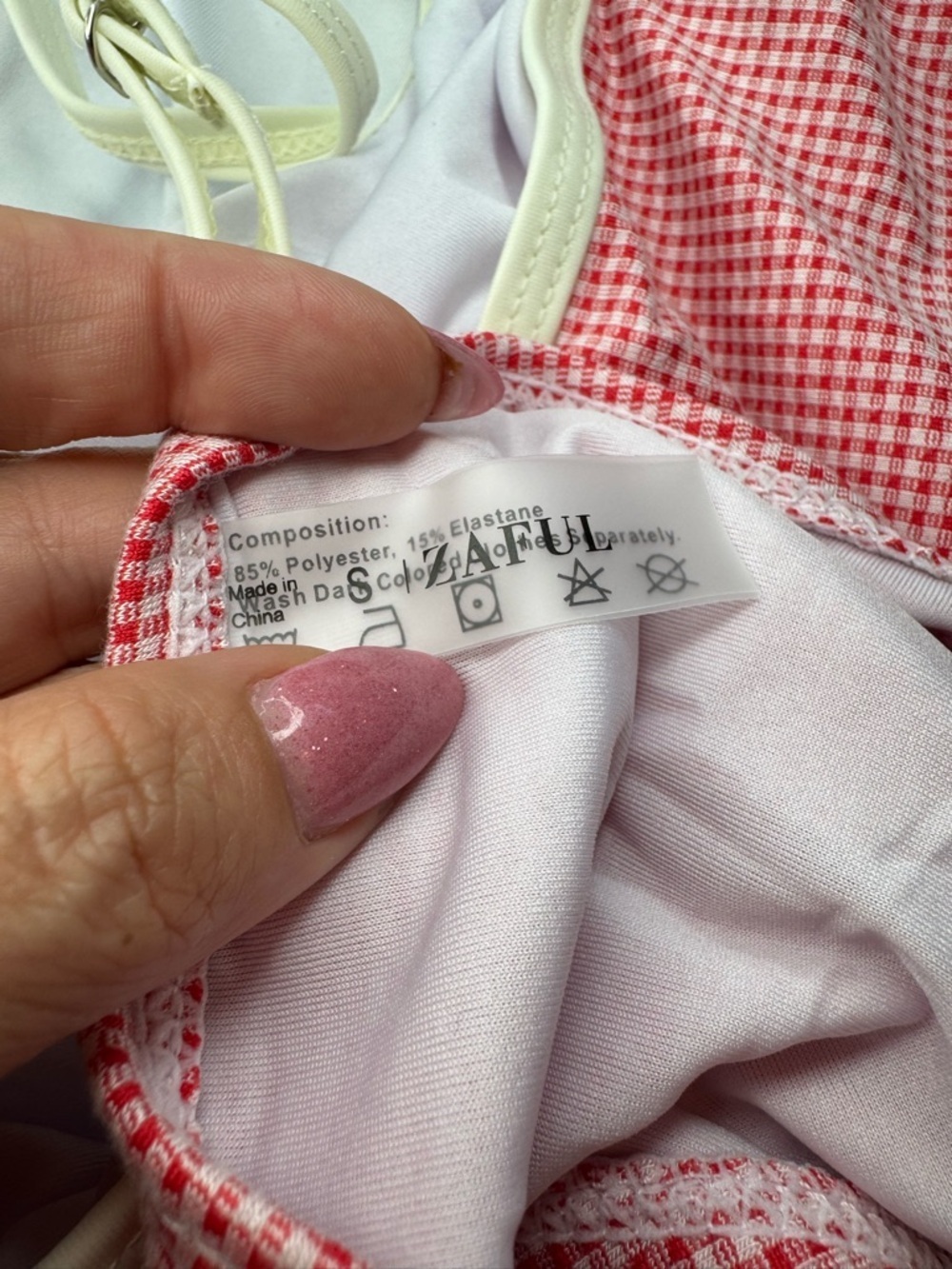 Zaful Red Gingham Bikini Set with Cream Trim — NWOT - Picture 3 of 3